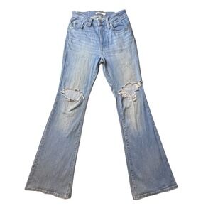 Levi's 726 Jeans Womens 27 Blue Flare Distressed Ripped High Rise Denim